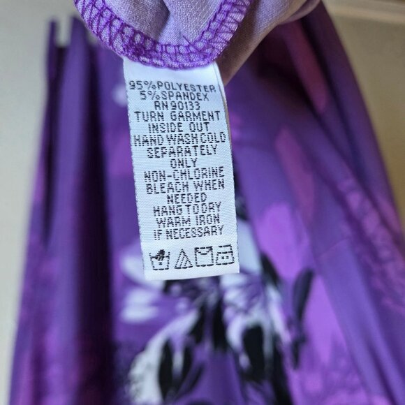 Bob Mackie Wearable Art Floral Maxi Dress Purple Size 3X Hawaiian Resort Stretch - Picture 8 of 9